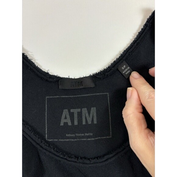 ATM Anthony Melillo High Torsion Jumpsuit Black Small Sleeveless Pockets Cropped - Picture 4 of 10